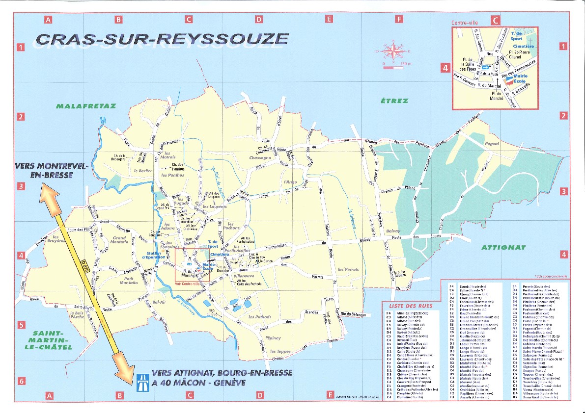 Plan de la commune Cras sur reyssouze